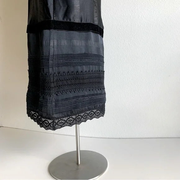 Anna Sui black vintage inspired dress, sleeveless, low waist, w/ lace velvet.‎ S - Picture 8 of 16
